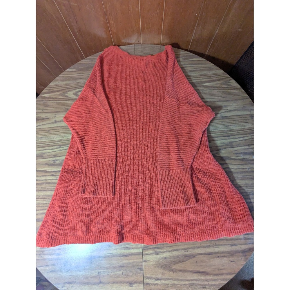 CJ Banks Womens 3X Burnt Orange Lace Up Side High Low Knit Sweater Long Sleeve